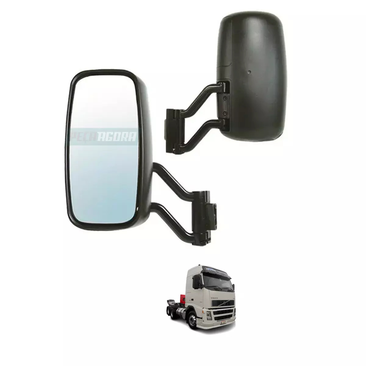 ESPELHO RETROVISOR MANUAL ESQUERDO VOLVO FH FM NH ATE 2009 COM DESEMBACADOR COM 