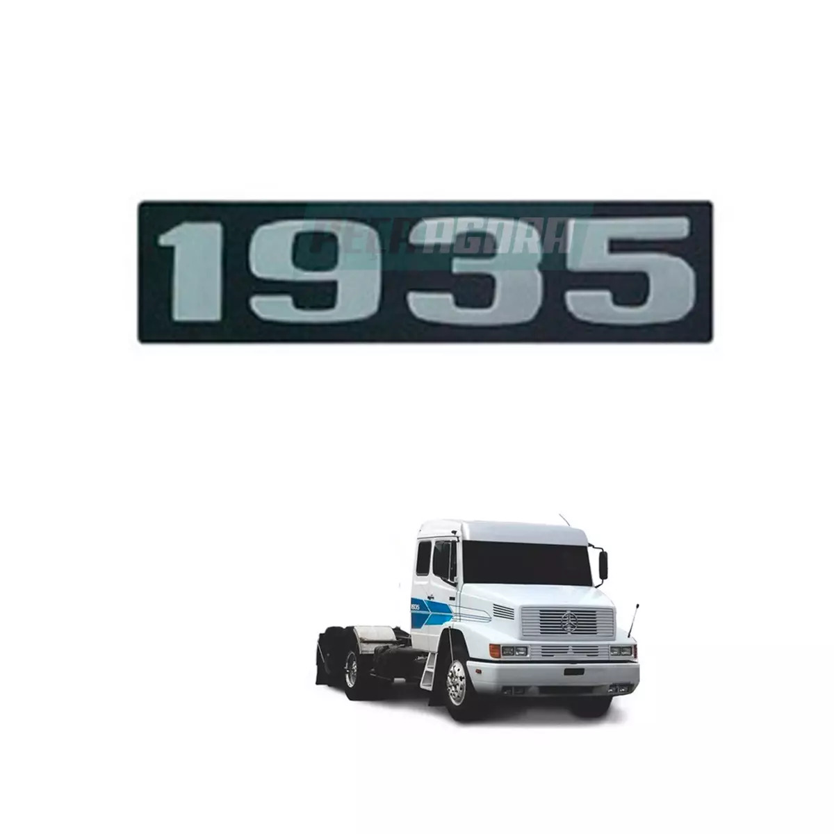 EMBLEMA PLASTICO PRETO RELEVO PRATA''1935'' BICUDO (101177-V1102)