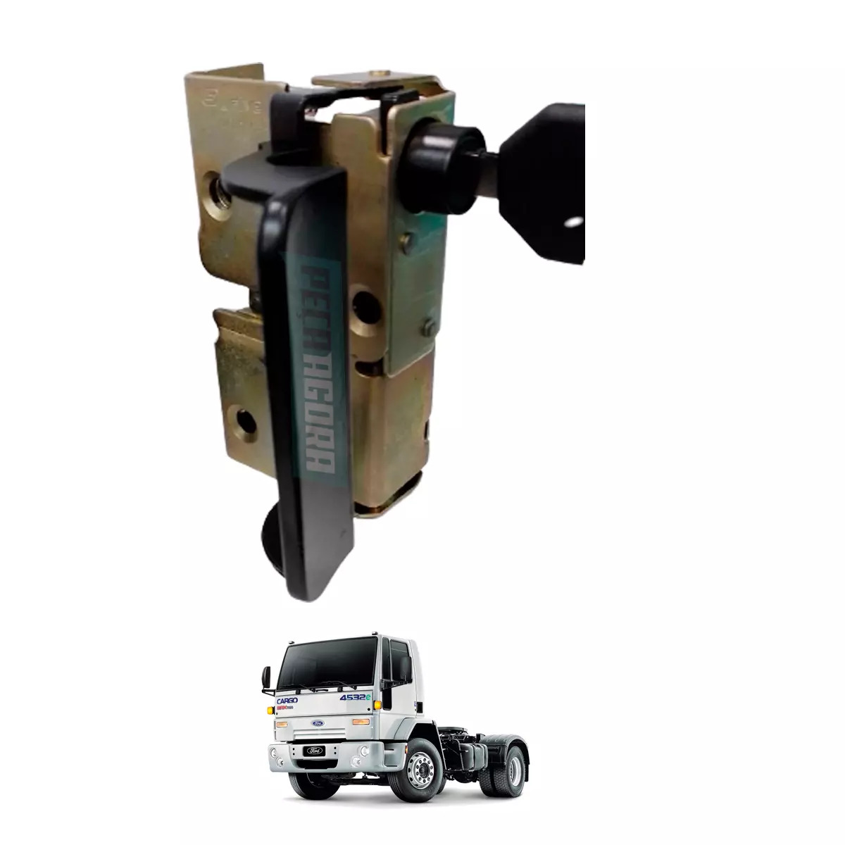 FECHADURA PORTA COMPLETA ESQUERDO FORD CARGO TODOS COM CHAVE (86HUE21813AA-30135