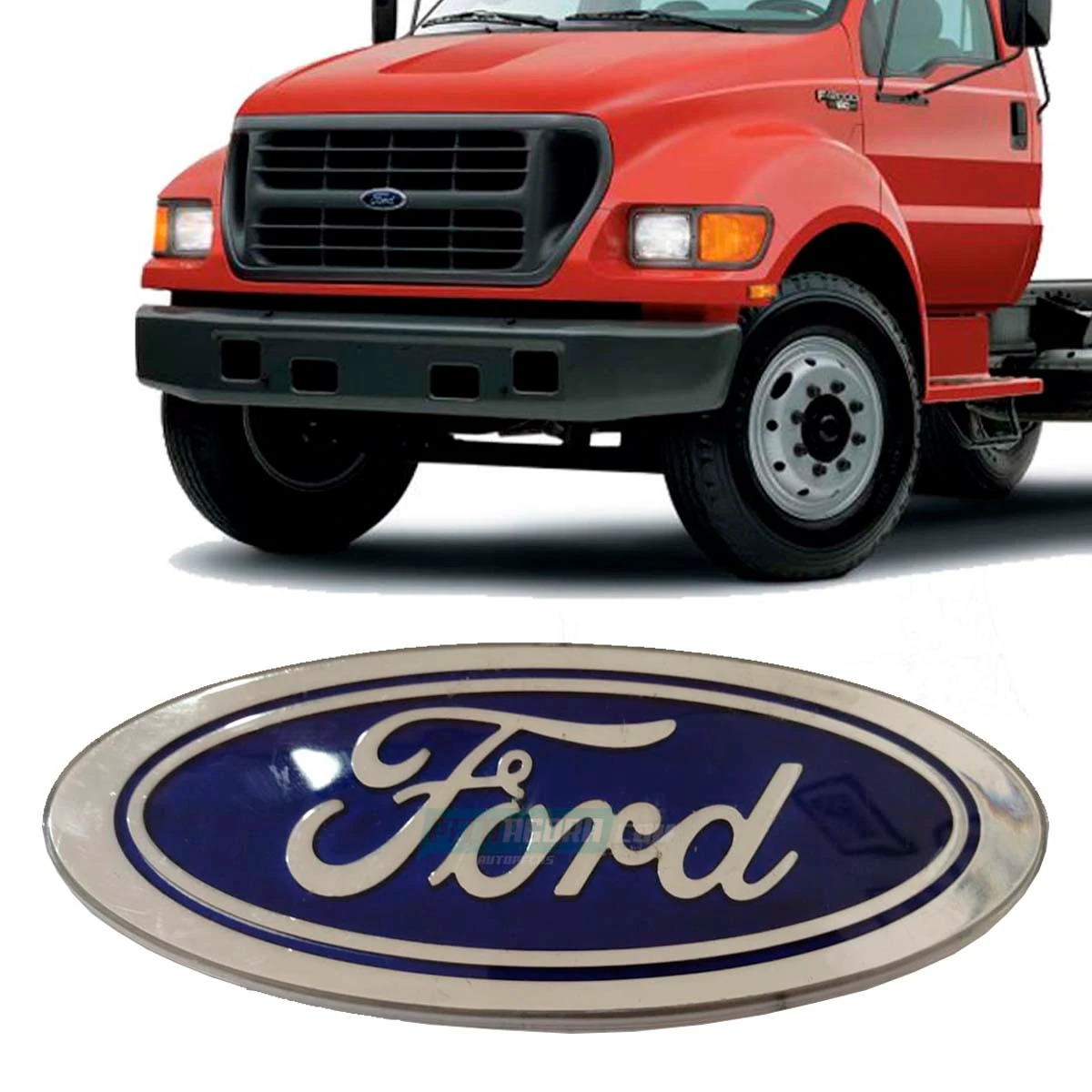 EMBLEMA FRONTAL COM AVARIA FORD F12000 F14000HD F12000L RESINADO BORDA CROMADA 2