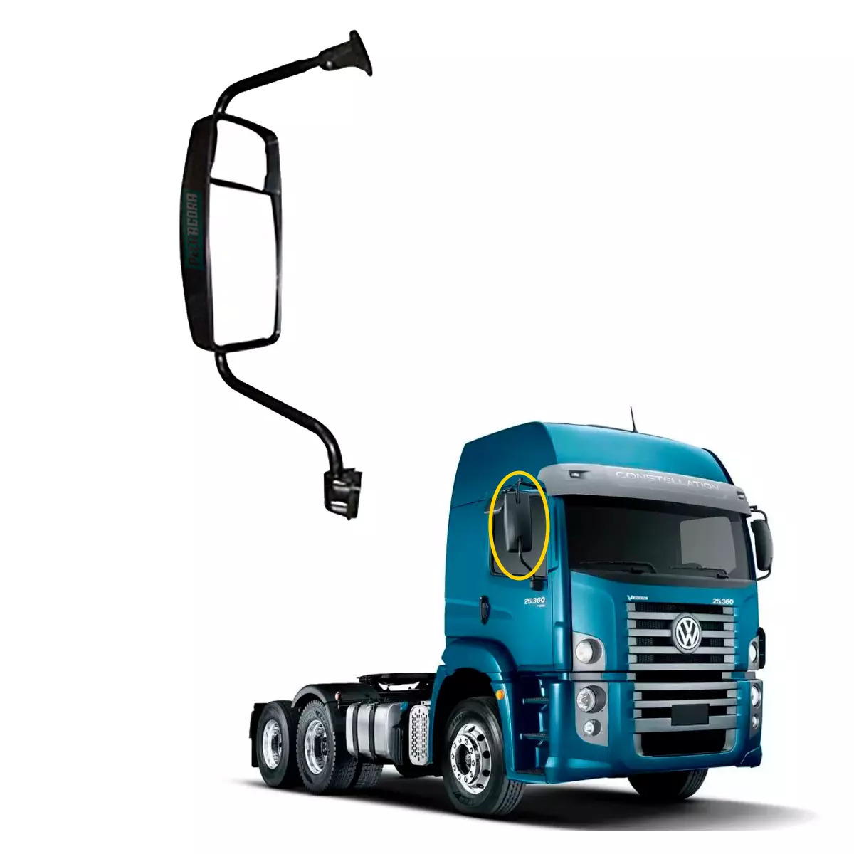 ESPELHO RETROVISOR DIR CONVEXO BIFOCAL VW CONSTELLATION  (2S2857502A999-W906)