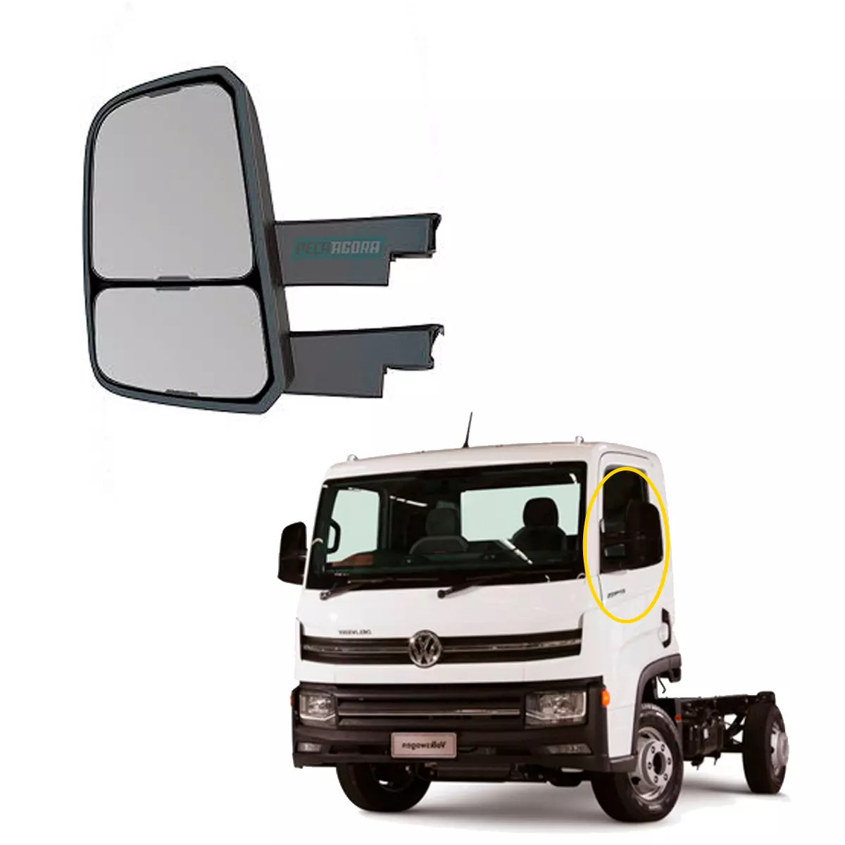 ESPELHO RETROVISOR MANUAL  ESQUERDO VW DELIVERY 2018... BRACO LONGO SEM DESEMBAC