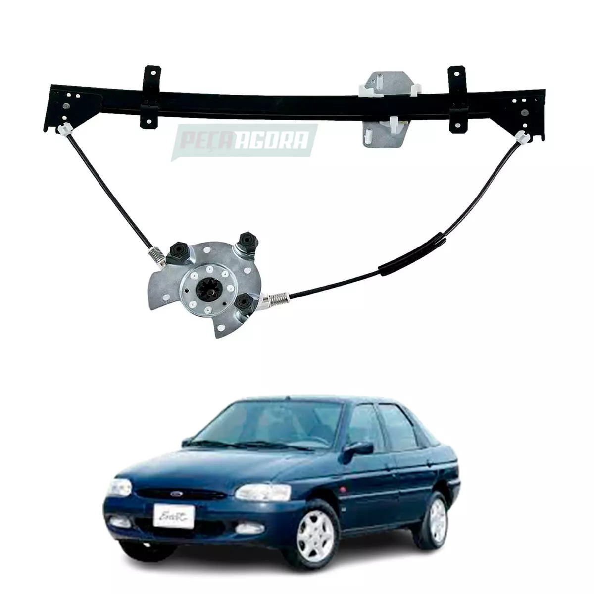 MAQUINA VIDRO ELETRICA ESQ SEM MOTOR MABUCHI 8 DENTES ​ESCORT HATCH SEDAN WAGO