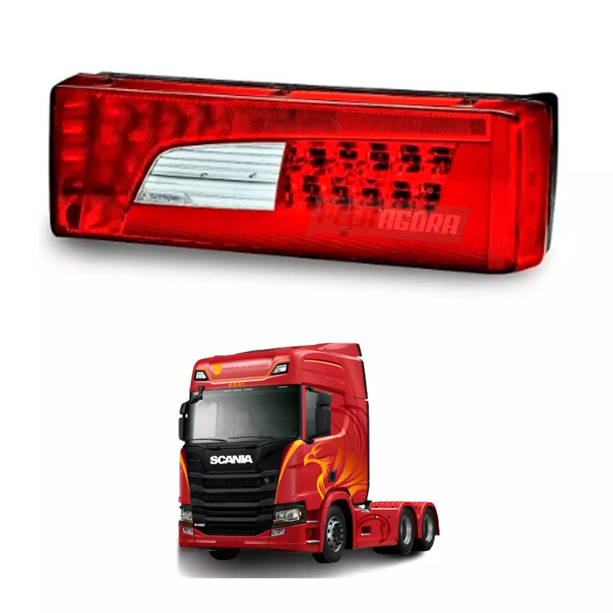 LANTERNA TRASEIRA LED LD VERMELHA CRISTAL PARA SCANIA (1905043-PL14420167)