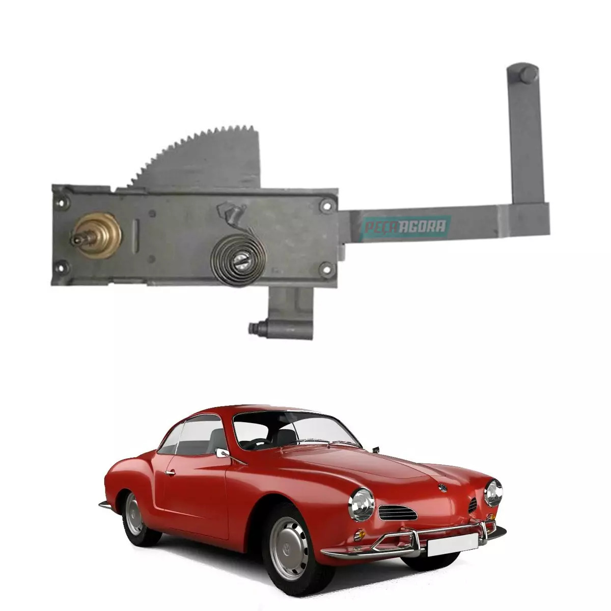 MAQUINA VIDRO MANUAL DIR KARMANN GHIA 62 A 72 GRAMPO  (141837502A-R7708D)
