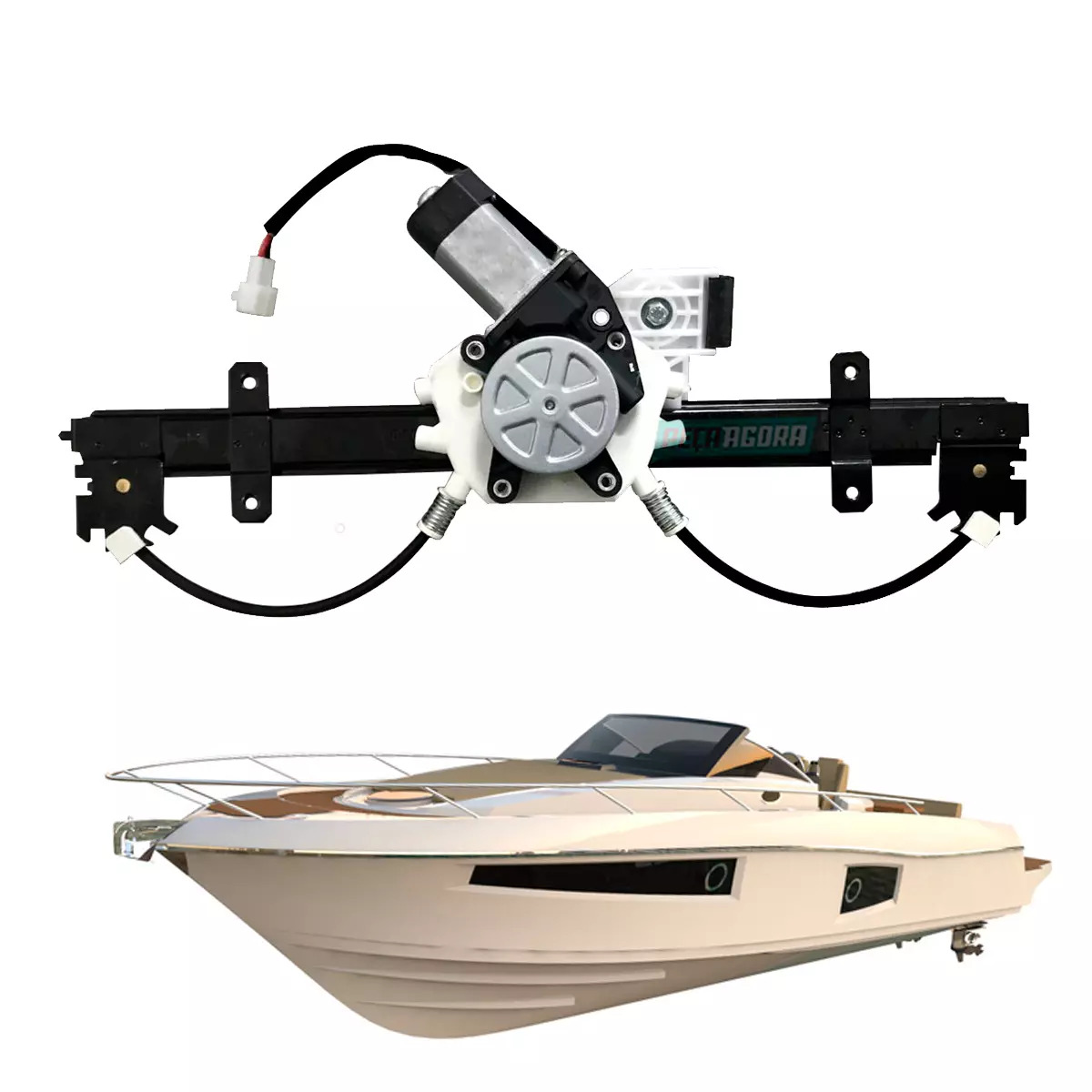MAQUINA VIDRO ELETRICA ESQ COM MOTOR 24V  NAUTICA 42 60 75  (R7556E-24V)
