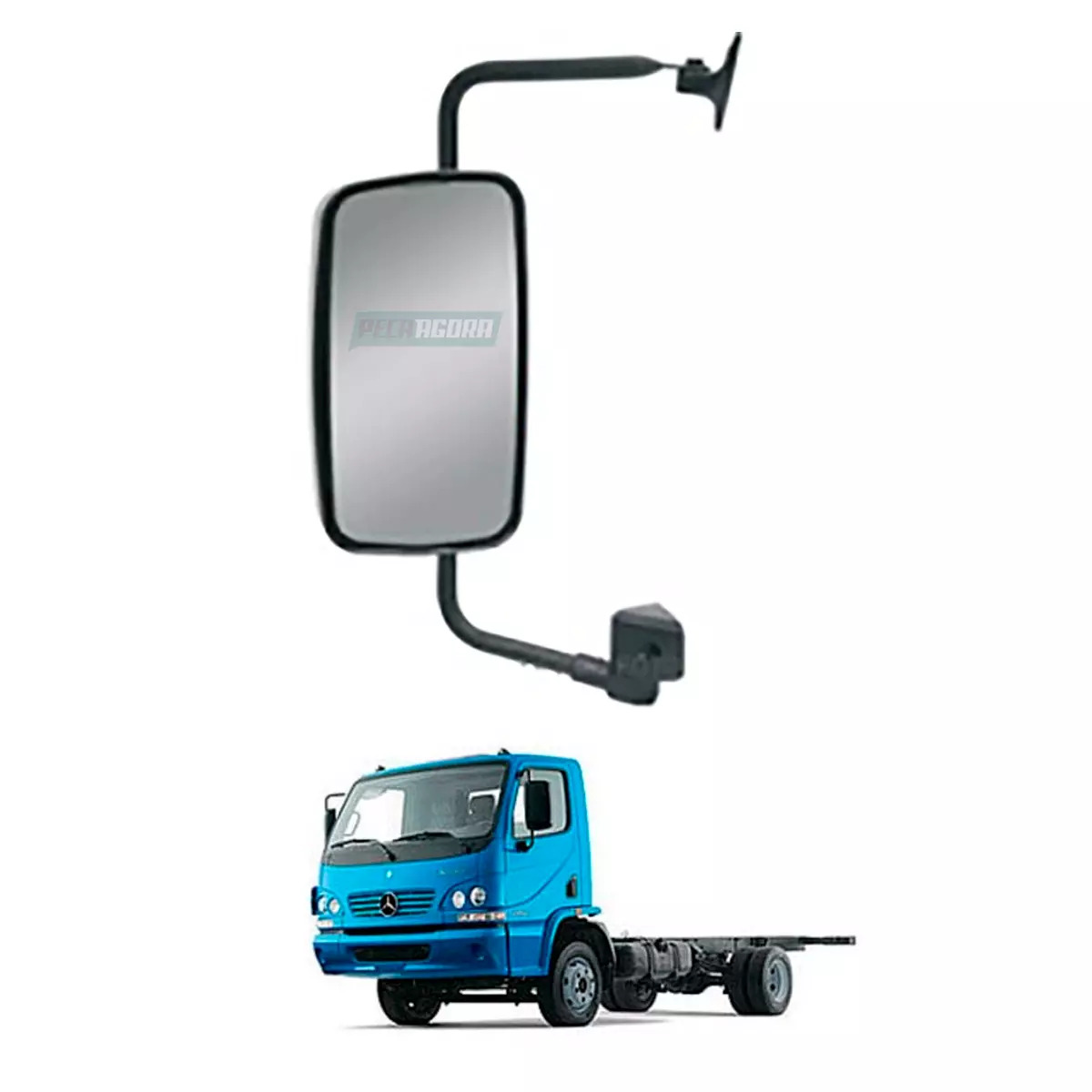 ESPELHO RETROVISOR MANUAL ESQUERDO MB ACCELO 715 915C 1016 - CONVEXO SEM DESEMBA