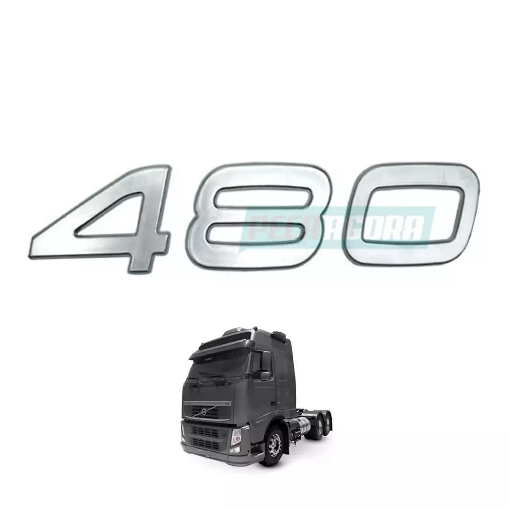 EMBLEMA LATERAL 480 CROMADO VOLVO FH FM 480 2004 ATE 2009 (FC474836-V6090CR)