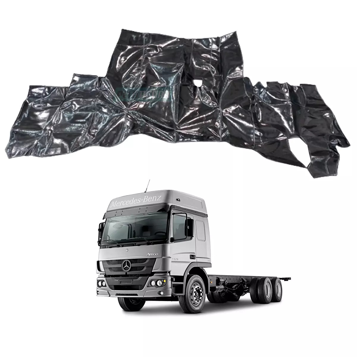 TAPETE VINIL COM CAPO PRETO MERCEDES BENZ 2426 (PUES855P)