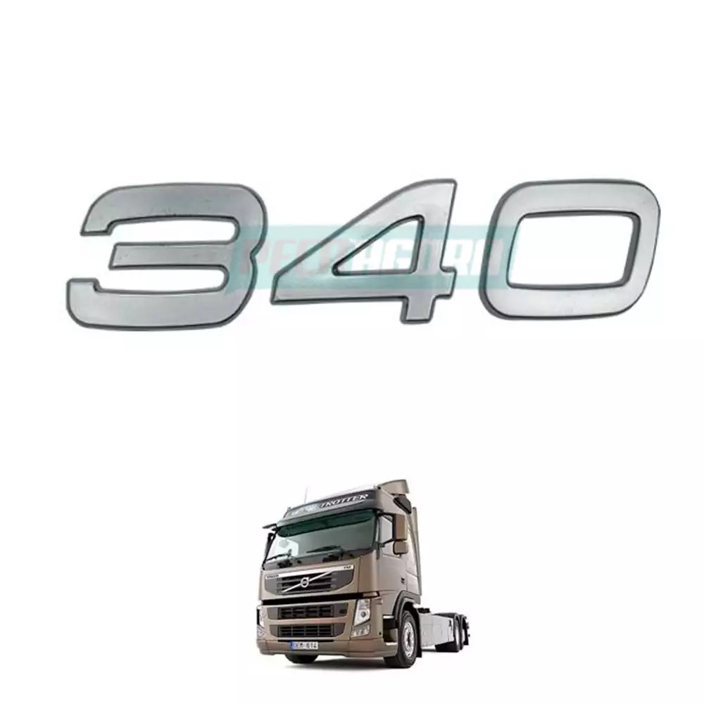 EMBLEMA LATERAL 340 CROMADO VOLVO FM 340 2004 ATE 2009 (FC474794-V6094)