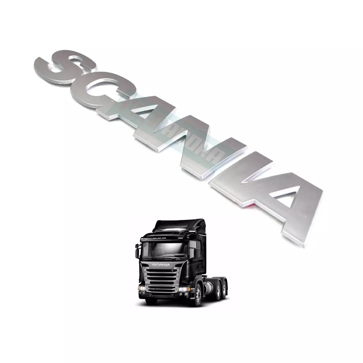 EMBLEMA FRONTAL PRATA SCANIA GRADE PARA SCANIA SERIE 5 2010 ATE 2013 (1498406-FC