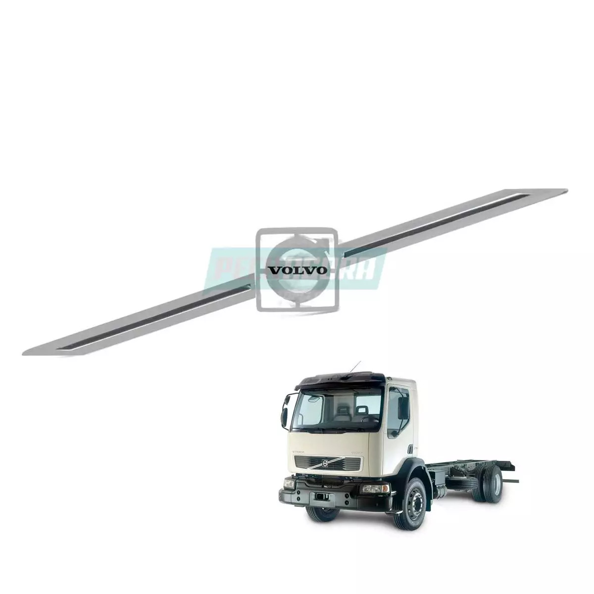 EMBLEMA TRANSVERSAL VOLVO FRONTAL PRATA VOLVO VM 2004 ATE 2009 (82067089-8510899