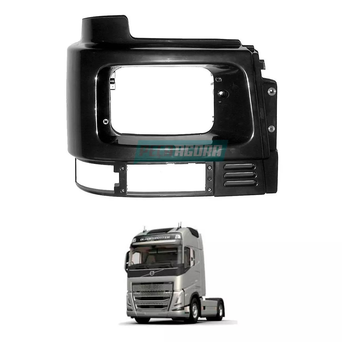 MOLDURA FAROL DIREITO VOLVO FH FM 1994 A 2003 - PRETO (20398386-3980870-1062548-
