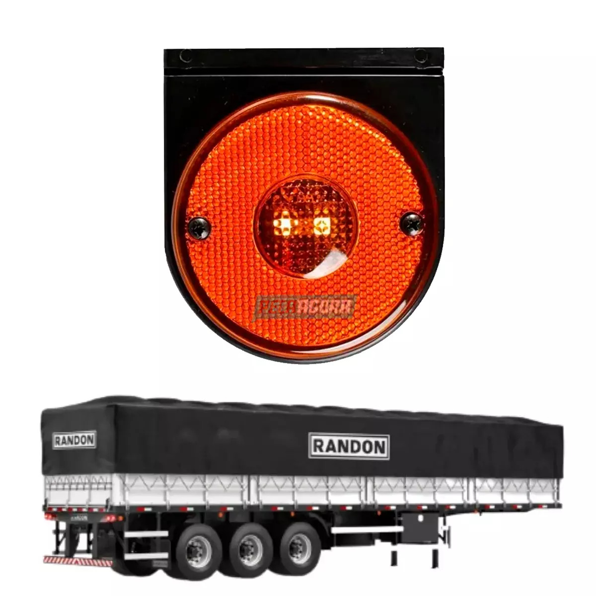 LANTERNA LATERAL RANDON 2000 AMBAR ACRILICA COM SUPORTE E FIO (GL1153ACR/AM)