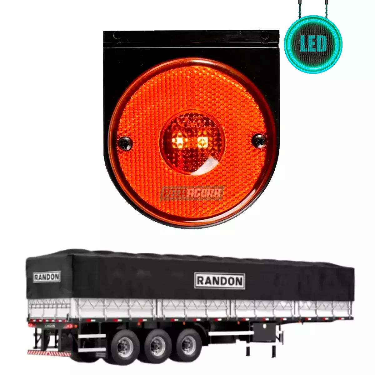 LANTERNA LATERAL RANDON 2000 AMBAR COM LED ACRILICA COM SUPORTE COM FIO (GL1153L