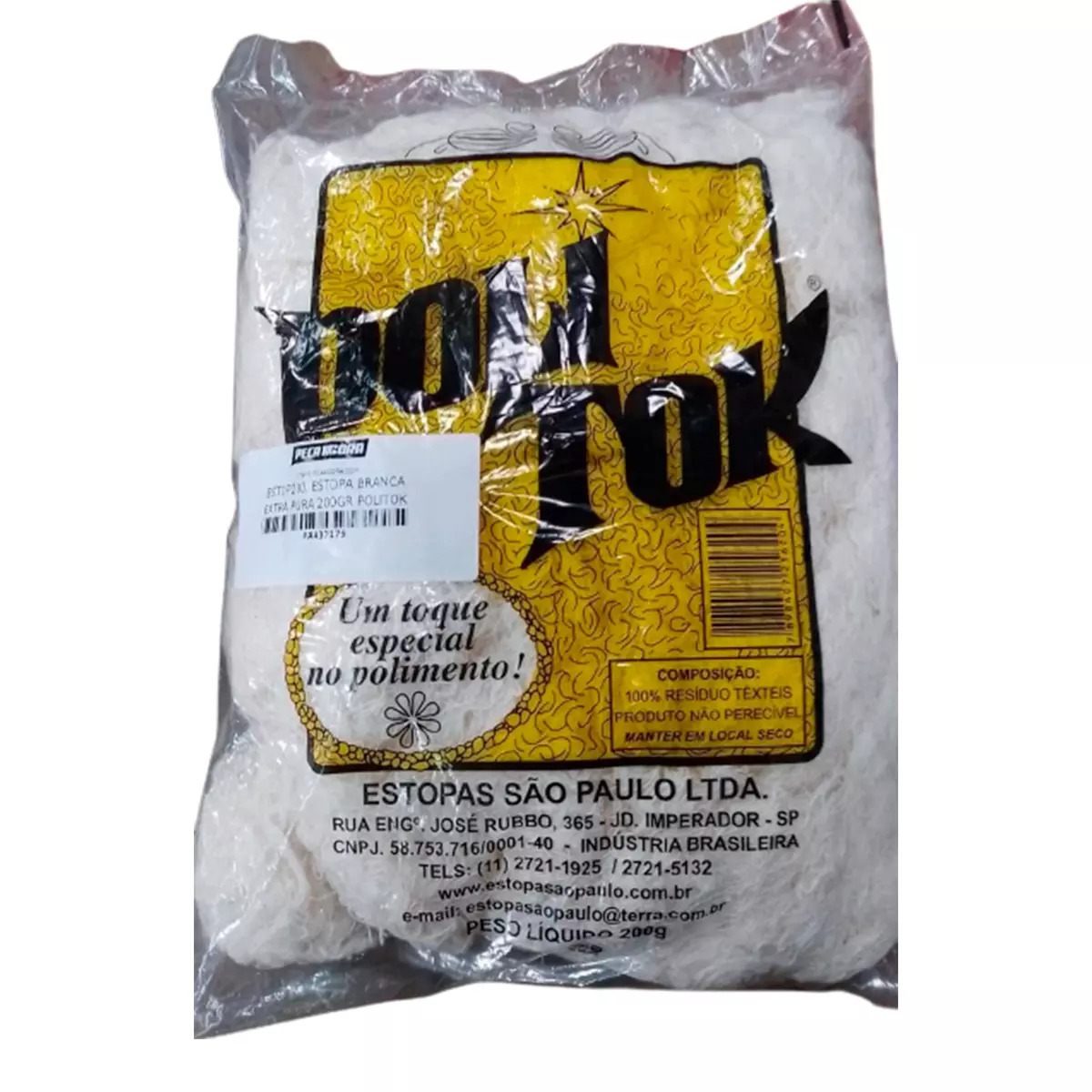 ESTOPA BRANCA EXTRA PURA 200GR POLITOK (ESTOP200.)