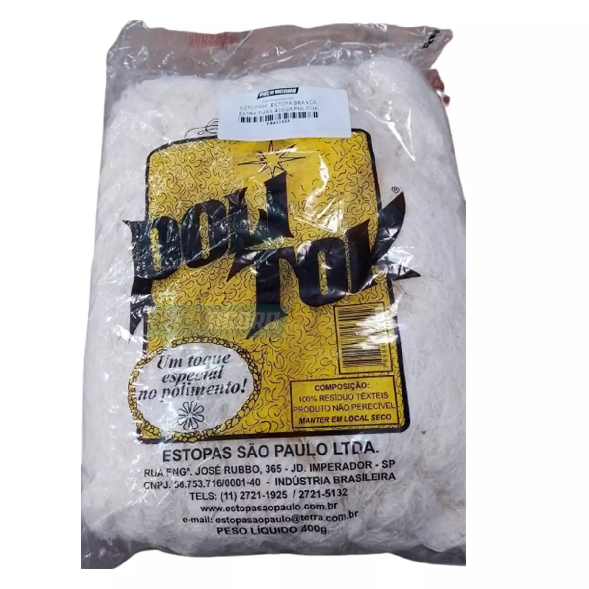 CAIXA ESTOPA BRANCA EXTRA PURA 400GR (CX.ESTOP400**10)