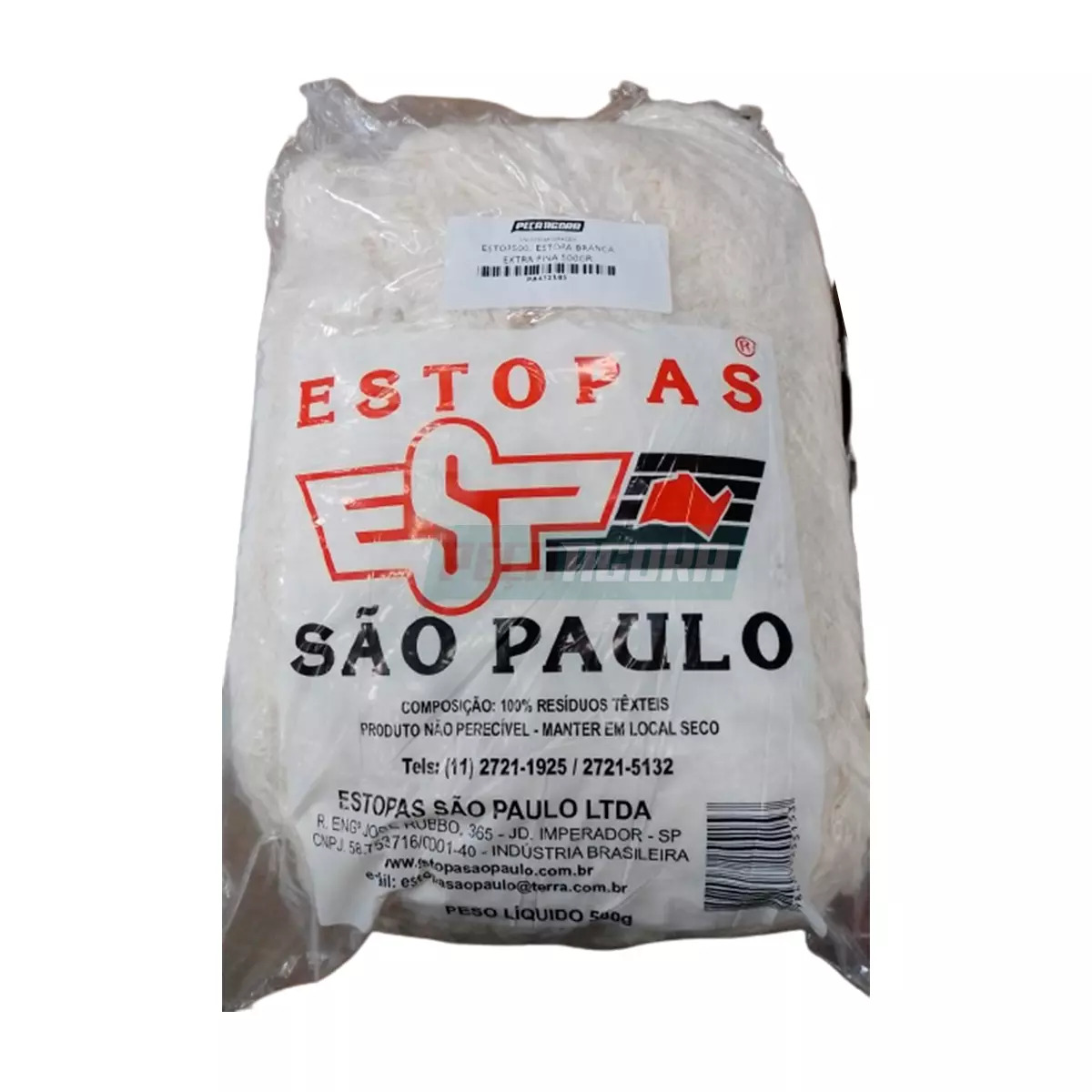 CAIXA ESTOPA BRANCA EXTRA PURA 500GR (CX.ESTOP500**10)