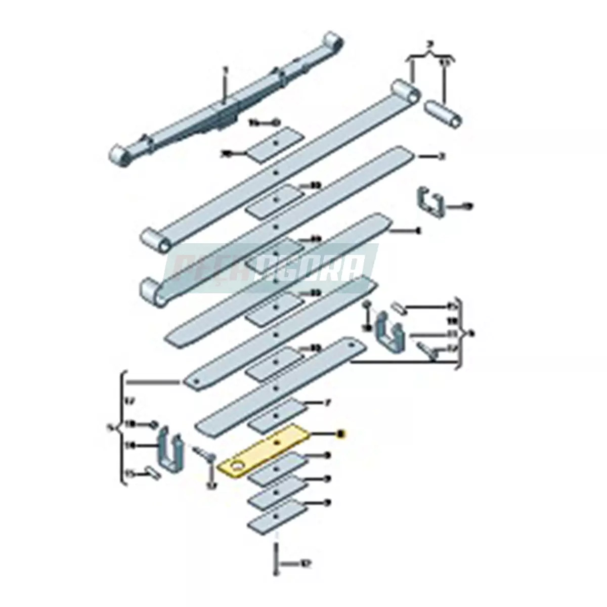 6 LAMINA DO FEIXE DE MOLA DIANTEIRA VW 17190 ING 12500 ANO 2021 (2S2411119E)