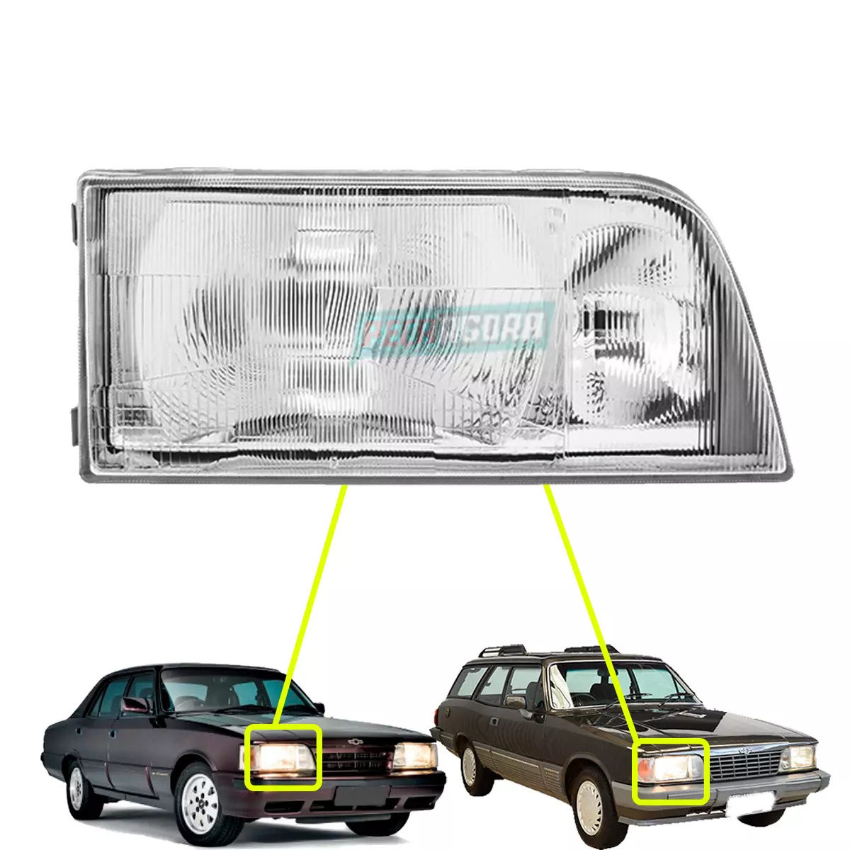 FAROL DIREITO DUPLO COM AUXILIAR H3 LONGO ALCANCE OPALA CARAVAN 88 A 92 (F336)