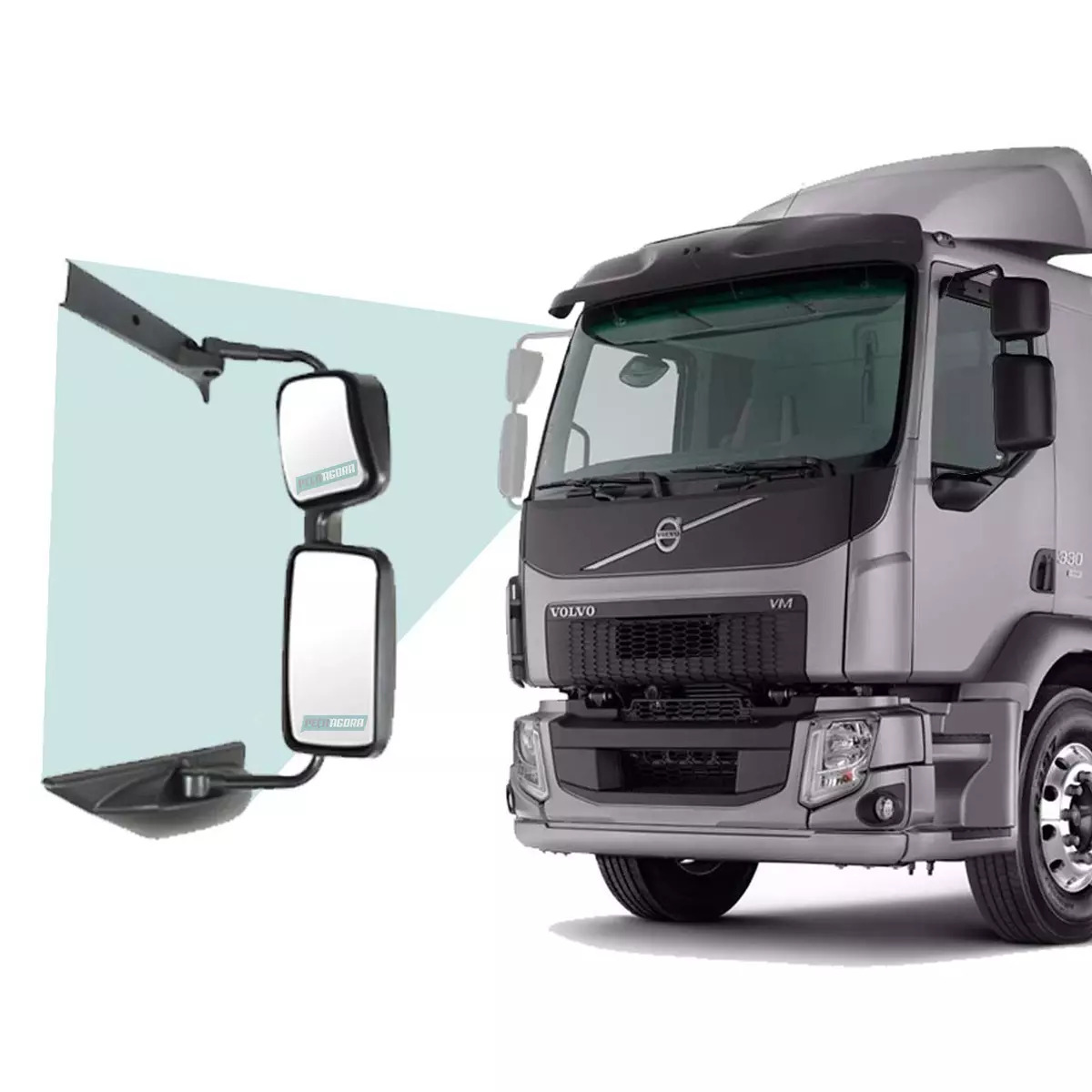 RETROVISOR DIR C/ ESPELHO AUXILIAR VOLVO VM 210 220 260 270 310 330 ELETRICO+DES