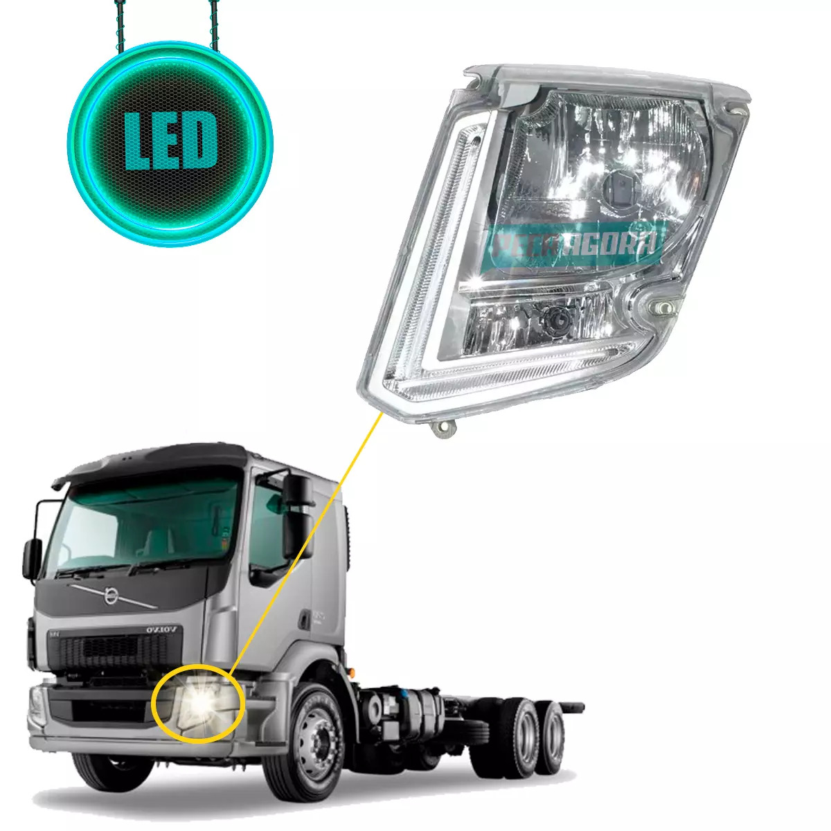 FAROL PRINCIPAL ESQUERDO COM LED VOLVO VM 2014 2015 2016 2017 2018 2019 (8252664