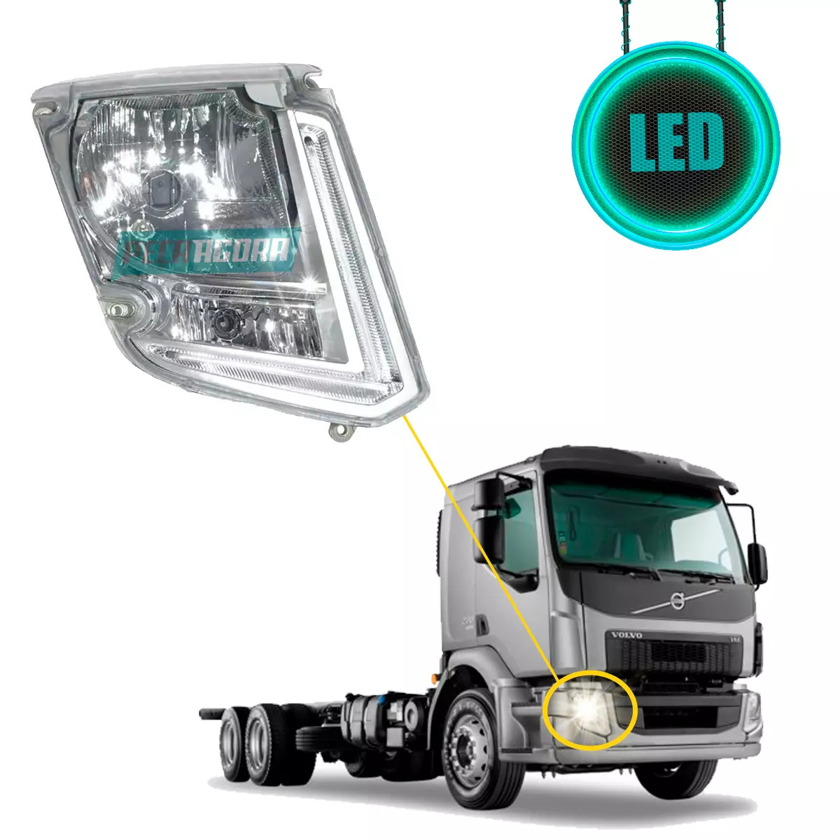FAROL PRINCIPAL DIREITO COM LED VOLVO VM 2014 2015 2016 2017 2018 2019 (82532284
