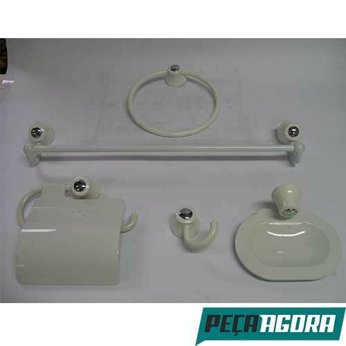 KIT BANHEIRO BELLO BAGNO BRANCO COM BOTAO CR 145 COM 5 (15404CC)