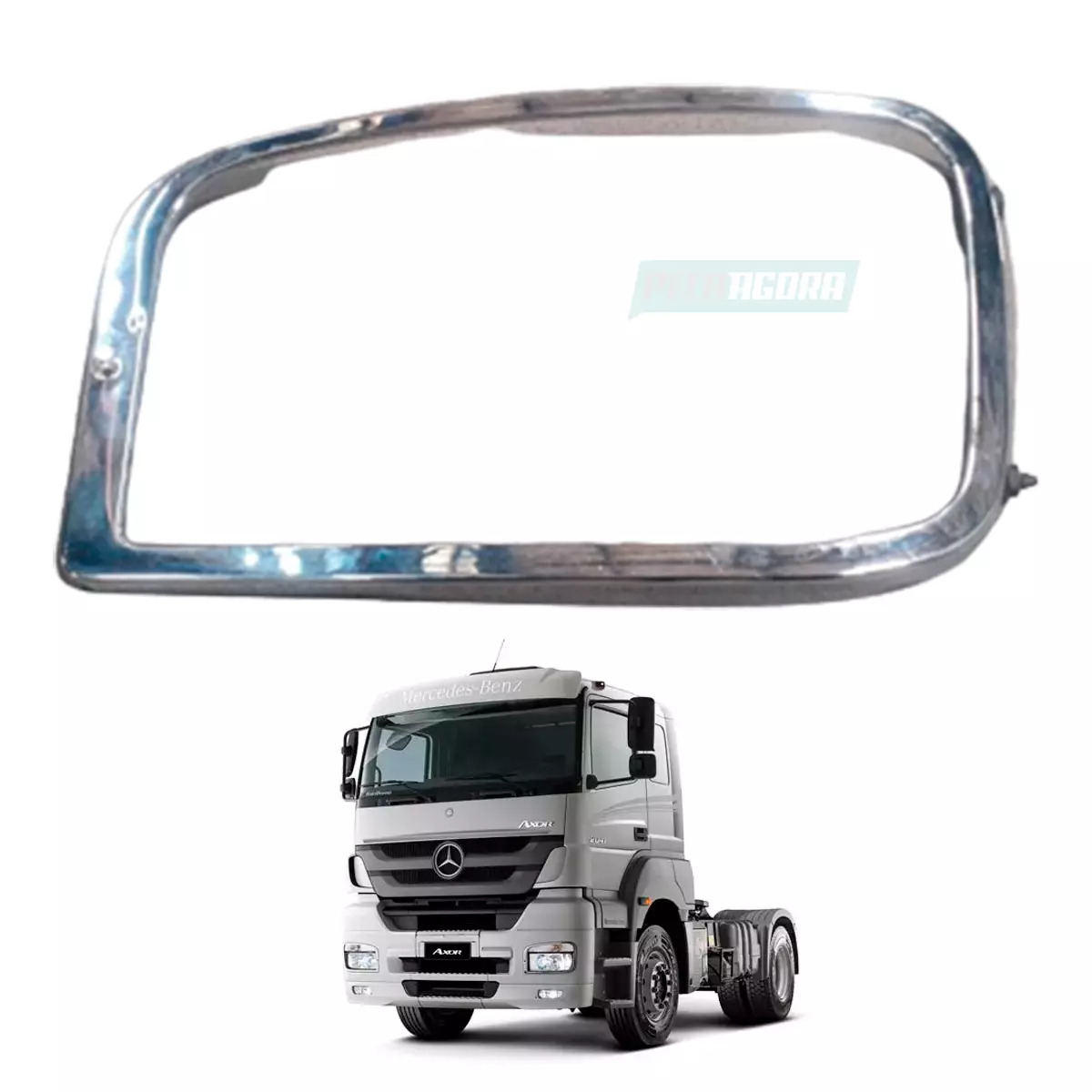 ARO MOLDURA FAROL ESQUERDO MB AXOR CROMADO***PEQUENO DETALHE DE AVARIA*** (94088