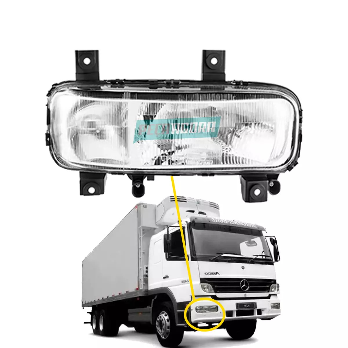 FAROL H4 DIREITO MB ATEGO 1315 1418 1518 1718 1723 1725 1728S 1725A 2423 2425 24