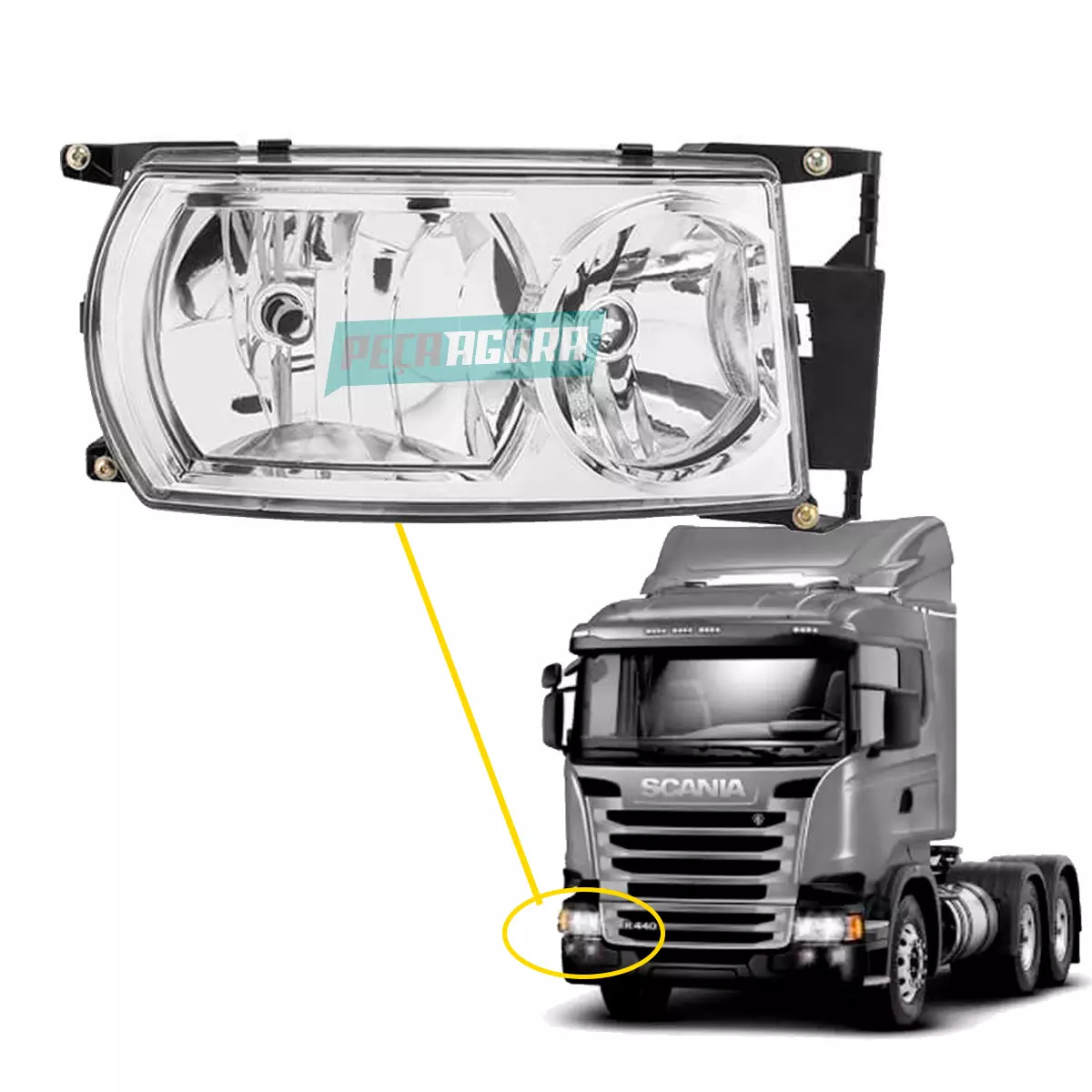 FAROL DIREITO SCANIA 4 114 124 1997 A 2008 SERIE 5 P G R 2009 A 2019 (1760597-19