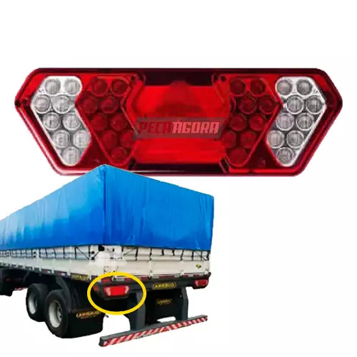 LANTERNA TRASEIRA DIREITA LED CARRETA GUERRA COM CONECTOR 24V PARA IMPLEMENTO (L