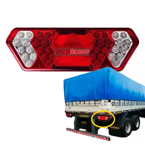 LANTERNA TRASEIRA ESQUERDA LED CARRETA GUERRA COM CONECTOR 24V PARA IMPLEMENTO (