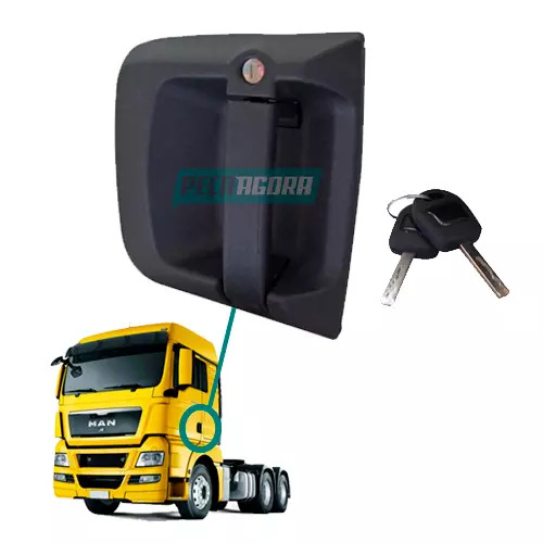 MACANETA EXTERNA PORTA ESQUEDA VW MAN TGX METEOR C/ CILINDRO (81626416075)