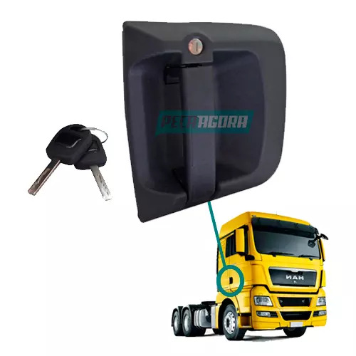 MACANETA EXTERNA PORTA DIREITA VW MAN TGX METEOR C/ CILINDRO (81626416074)