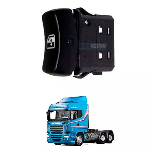 INTERRUPTOR BOTAO ACIONAMENTO VIDRO ELETRICO PARA SCANIA SERIE 5 P G  R BUS 4 F 