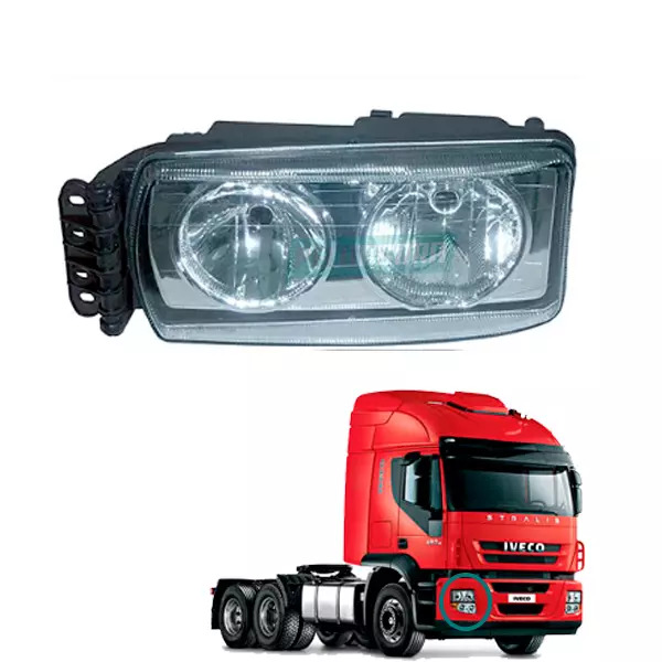 FAROL PRINCIPAL DIR MASCARA CROMADA IVECO STRALIS TRAKKER TECTOR CURSOR 2010 EM 