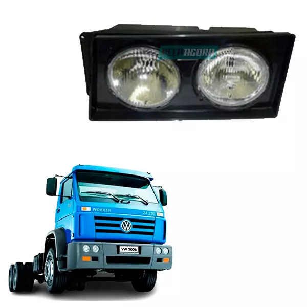 FAROL ESQUERDO VW WORKER TITAN 2003 A 2018 MOLDURA PRETA 13140 13170 13180 13190