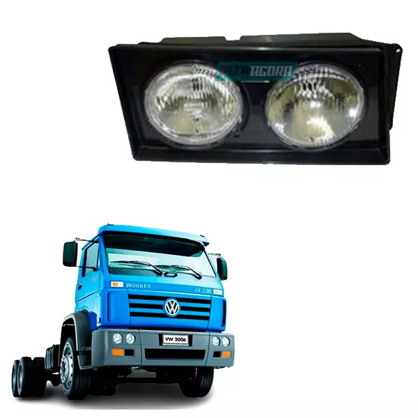 FAROL DIREITO VW WORKER TITAN 2003 A 2018 MOLDURA PRETA VW 13140 13170 13180 131
