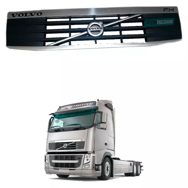 GRADE FRONTAL COMPLETA COM FRISOS E EMBLEMA CROMADOS VOLVO FH13 2008... (K.82255
