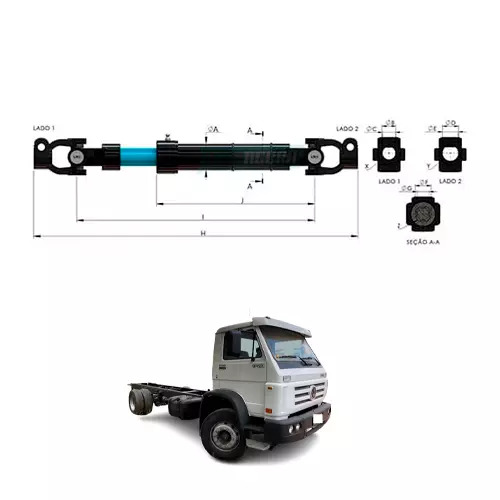 COLUNA DIRECAO COMPLETA 806MM VW 17210 EOD 2000 A 2007 17240 EOT 18310 EOT (2Z04
