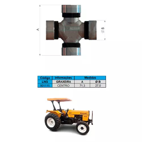 CRUZETA CARDAN A 71,30 B 27,00 VALTRA/VALMET TRATOR 685/ 785 (93158199)