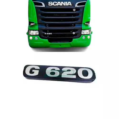 EMBLEMA PLASTICO GRADE CINZA PARA SCANIA SERIE 5 ''G620'' (452309)