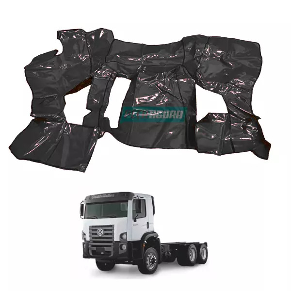 TAPETE VINIL PRETO VW CONSTELLATION 2012... CABINE SIMPLES COM CAPO (PUES351P)