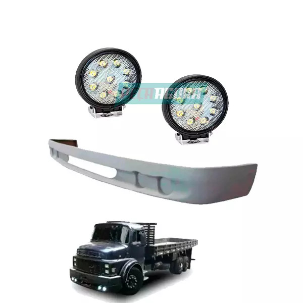 KIT SPOILER 2 FAROIS MILHA LED MB 1113 1313 1513 2013 CARA PRETA FIBRA (K.AS2141