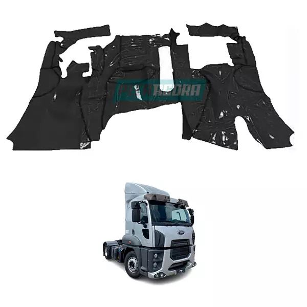 TAPETE DE VINIL PRETO FORD CARGO COM CAPO CABINE ESTENDIDA INTERIOR (PUES249P)