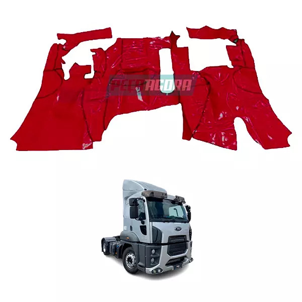 TAPETE DE VINIL VERMELHO FORD CARGO COM CAPO CABINE ESTENDIDA INTERIOR (PUES249V