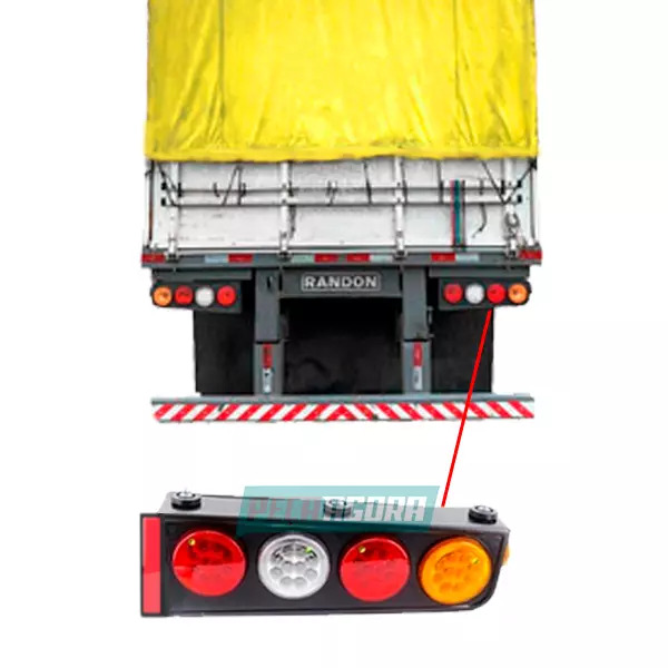 LANTERNA ESQUERDA CARRETA RANDON UNIVERSAL LED COM ABA - MODELO DE LUXO (GL1175L