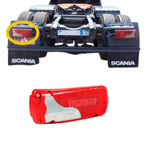 LENTE LANTERNA TRASEIRA SCANIA 124 SERIE 4 E 5 ESQUERDA BOTINHA (1784669-CP20112