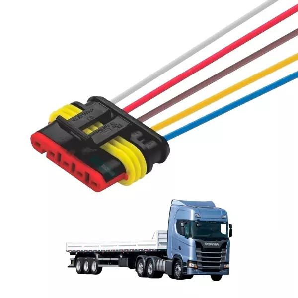 CHICOTE 5 VIAS CONECTOR  LANTERNA TRASEIRA UNIVERSAL  CAMINHAO CARRETA E IMPLEME